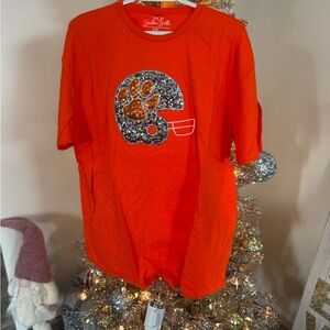 Orange Sequin Helmet  Shirt